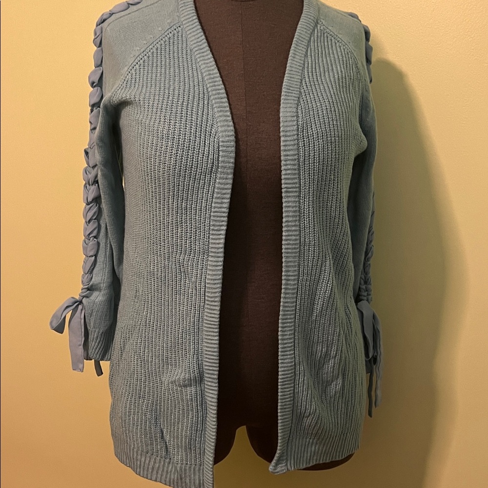 Lane Bryant open front sweater with ribbon detail